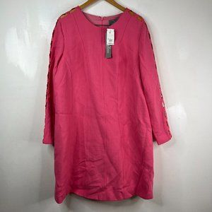 Lela Rose Dress Womens Sz 20 Pink Peony Wave Trim Inset Tunic New $1490